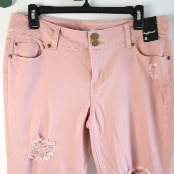 New York & Co Pink Distressed Boyfriend Jeans NWT Stretch women size 8 - Picture 9 of 9